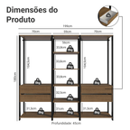 Guarda-Roupa Closet Modulado Valencia 4 Gavetas 199cm Rustic/Preto Madesa 02