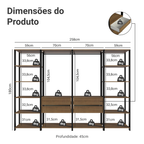 Guarda-Roupa Closet Modulado 4 Gavetas 258cm Rustic/Preto Madesa 01 Valencia