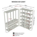 Guarda-Roupa Closet Modulado 4 Gavetas 258 cm Rustic/Preto Valencia Madesa 03