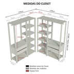 Guarda-Roupa Closet Modulado 4 Gavetas 258 cm Rustic/Preto Valencia Madesa 04