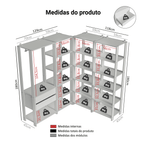 Guarda-Roupa Closet Modulado 2 Gavetas 247 cm Branco Valencia Madesa