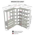 Guarda-Roupa Closet Modulado 2 Gavetas 247 cm Rustic/Preto Valencia Madesa