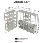 Guarda-Roupa Closet Modulado 4 Gavetas 317 cm Rustic/Preto Valencia Madesa