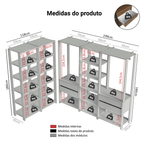 Guarda-Roupa Closet Modulado 4 Gavetas 317 cm Rustic/Preto Valencia Madesa