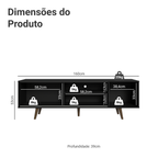 Rack para TV até 80 Polegadas 160cm com Pés Preto/Rustic Torino Madesa