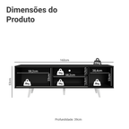 Rack para TV até 80 Polegadas 160cm com Pés Preto/Branco Torino Madesa