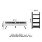 Rack para TV até 65 Polegadas Madesa Londres e Estante Escada Branco/Preto