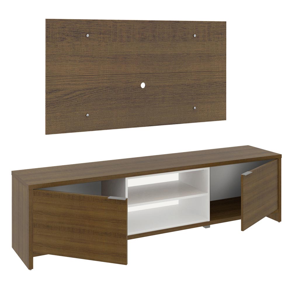 Rack Madesa Metz e Painel para TV até 55 Polegadas Rustic/Branco/Rustic