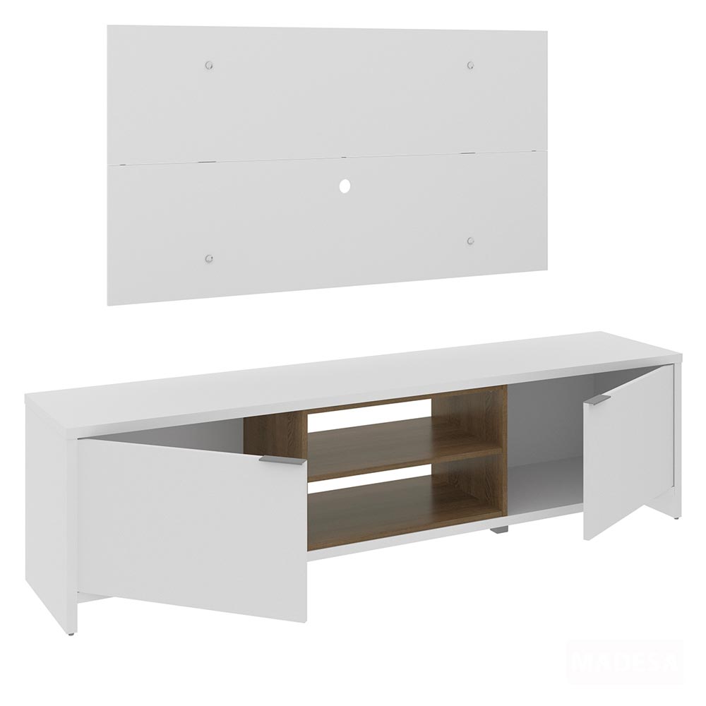 Rack Madesa Metz e Painel para TV até 55 Polegadas Branco/Rustic