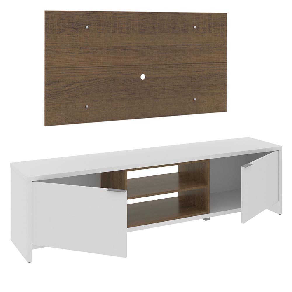 Rack Madesa Metz e Painel para TV até 55 Polegadas Branco/Rustic/Rustic