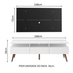 Rack Madesa Londres e Painel para TV até 55 Polegadas Branco/Preto