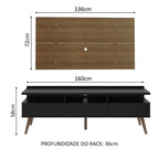Rack Madesa Londres e Painel para TV até 55 Polegadas Rustic/Preto