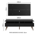 Rack Madesa Londres e Painel para TV até 55 Polegadas Preto
