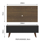 Rack Madesa Le Mans e Painel para TV até 55 Polegadas 2 Portas Preto/Rustic