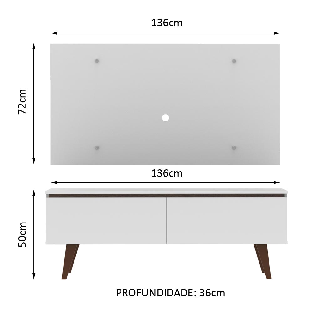 Rack Madesa Le Mans e Painel para TV até 55 Polegadas 2 Portas Branco