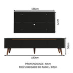 Rack Madesa Reims e Painel para TV até 55 Polegadas 2 Portas e 1 Gaveta Preto