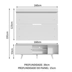 Rack Madesa Dubai e Painel para TV até 65 Polegadas com Pés Branco