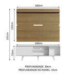 Rack Madesa Dubai e Painel para TV até 65 Polegadas com Pés Branco/Rustic 096E