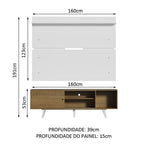Rack Madesa Dubai e Painel para TV até 65 Polegadas com Pés Rustic/Branco 5Z09