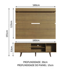 Rack Madesa Dubai e Painel para TV até 65 Polegadas com Pés Rustic