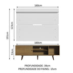 Rack Madesa Dubai e Painel para TV até 65 Polegadas com Pés Rustic/Branco 5Z9B