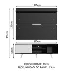 Rack Madesa Dubai e Painel para TV até 65 Polegadas com Pés Preto/Branco 7777