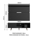 Rack Madesa Dubai e Painel para TV até 65 Polegadas com Pés Preto/Rustic 8ND8