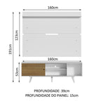 Rack Madesa Dubai e Painel para TV até 65 Polegadas com Pés Branco/Rustic 9B09