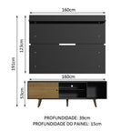 Rack Madesa Dubai e Painel para TV até 65 Polegadas com Pés Preto/Rustic D8D8