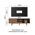 Rack Madesa Dubai com Pés e Painel para TV até 58 Polegadas Rustic/Preto 5ZD8