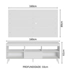 Rack com Painel para TV até 65 Polegadas com Pés Branco Detroit Madesa