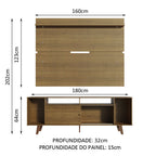 Rack Madesa Cancun com Pés e Painel para TV até 65 Polegadas Rustic