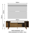 Rack Madesa Cancun com Pés e Painel para TV até 65 Polegadas Rustic/Branco 5Z9B
