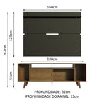 Rack Madesa Cancun com Pés e Painel para TV até 65 Polegadas Rustic/Preto 5ZD8
