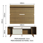 Rack Madesa Cancun com Pés e Painel para TV até 65 Polegadas Rustic/Branco 6E5Z