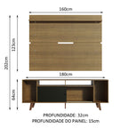 Rack Madesa Cancun com Pés e Painel para TV até 65 Polegadas Rustic/Preto 7K5Z