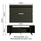 Rack Madesa Cancun com Pés e Painel para TV até 65 Polegadas Preto/Preto 8ND8