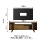 Rack Madesa Cancun com Pés e Painel para TV até 58 Polegadas Rustic/Preto 5ZD8