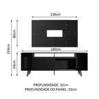 Rack Madesa Cancun com Pés e Painel para TV até 58 Polegadas Preto 8ND8