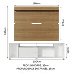 Rack Madesa Cancun e Painel para TV até 65 Polegadas Branco/Rustic 095Z