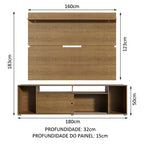 Rack Madesa Cancun e Painel para TV até 65 Polegadas Rustic