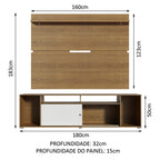 Rack Madesa Cancun e Painel para TV até 65 Polegadas Rustic/Branco 6E5Z