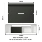 Rack Madesa Cancun e Painel para TV até 65 Polegadas Branco/Preto 738N