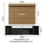 Rack Madesa Cancun e Painel para TV até 65 Polegadas Preto/Rustic 8N5Z