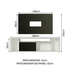 Rack Madesa Cancun e Painel para TV até 58 Polegadas Branco/Preto 738N