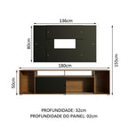 Rack Madesa Cancun e Painel para TV até 58 Polegadas Rustic/Preto 7K8N