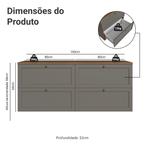 Rack para TV até 70 Polegadas 160cm 4 Gavetas Rustic/Cinza Vik Madesa 04