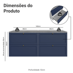 Rack para TV até 70 Polegadas 160cm 4 Gavetas Branco/Azul Vik Madesa 04