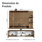 Rack com Painel para TV até 60 Polegadas 180 cm Rustic/Branco Metz Madesa