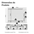 Rack com Painel para TV até 60 Polegadas 180 cm Branco Cancun Madesa